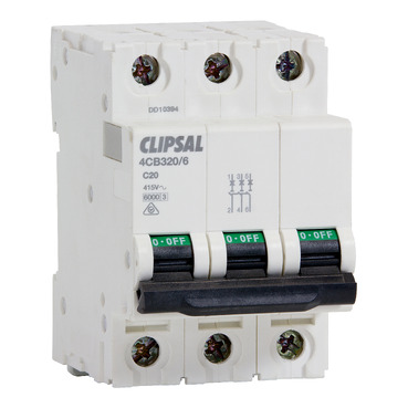 Clipsal MAX4 Miniature Circuit Breaker 3P 20 A C Curve 6000 A 415 V