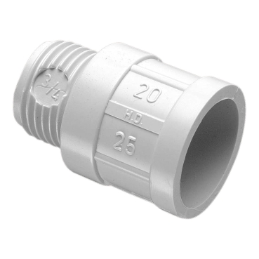 Solid Fittings - PVC, Converting Adaptors, 1 Inch Screwed To 25mm Plain