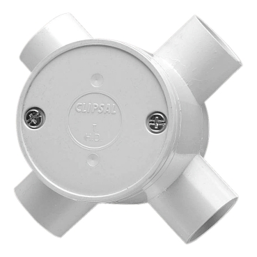 Clipsal - Cable Management, Round Junction Box, PVC, 25mm Entries, 4 Way