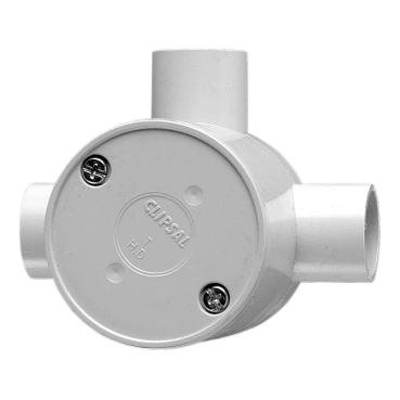 Clipsal - Cable Management, Round Junction Box, PVC, 25mm Entries, 3 Way