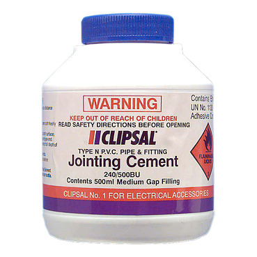 Clipsal - Cable Management, PVC Medium Gap Filling Blue Cement, 500ml Bottle With Brush