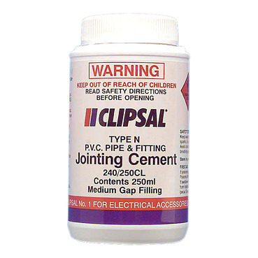 Clipsal - Cable Management, PVC Medium Gap Filling Clear Cement, 250ml Bottle With Brush