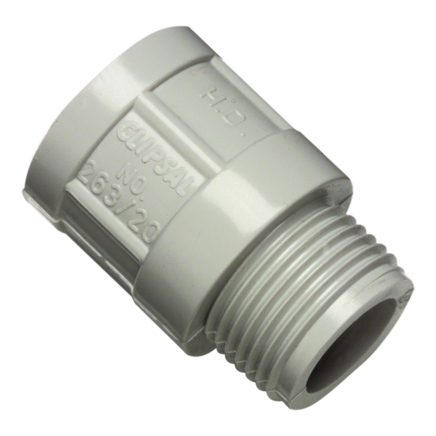 Solid Fittings - PVC, Adaptors - Plain To Screwed Conduit, 50mm, Grey