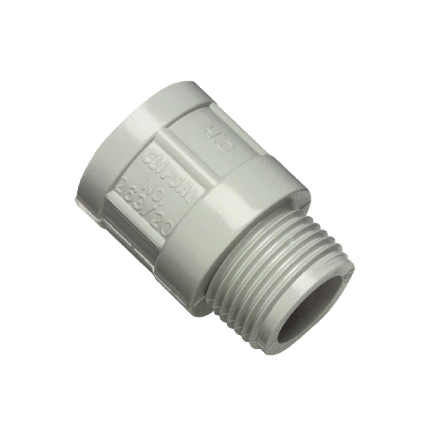 Solid Fittings - PVC, Adaptors - Plain To Screwed Conduit, 40mm, Grey