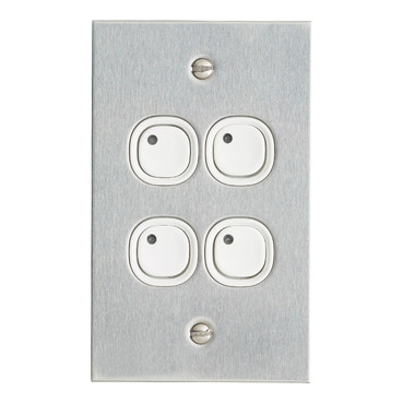 Flat Plate, Key Input, 4 Gang, B Style, Learn Enabled, Stainless Steel