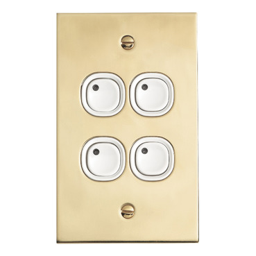 C-Bus Control And Management System, Flat Plate, Key Input, 4 Gang, B Style, Learn Enabled, Brass