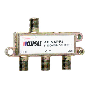 Clipsal Actassi, Terrestrial Splitter, 3 Way, F-Type, Terrestrial, 1 Leg Power Pass, 1GHz
