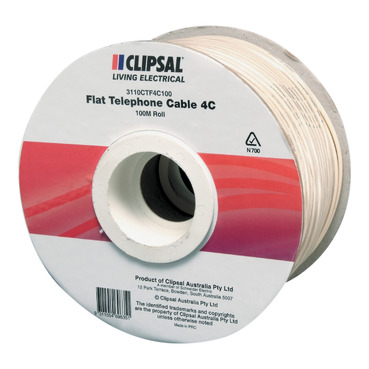 Clipsal Actassi, Telephone Cable Flat Stranded 4 Core, 100 Metre Roll