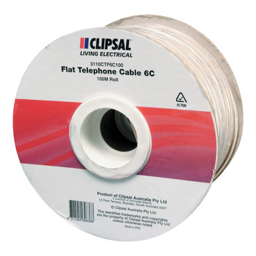 Clipsal Actassi, Telephone Cable Flat Stranded 6 Core, 100 Metre Roll