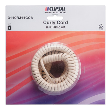 Image of 3110RJ11CC8 Telephone Curly Cord RJ11C 4P4C Ivory in Packaging