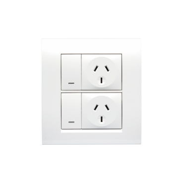 Power Outlet, Double Socket, Rocker Switched, 250V AC 10A - With Blue LED