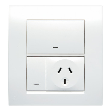 Twin Switch Socket Outlet, 250V, 10A, Vertival Grid, Extra Switch
