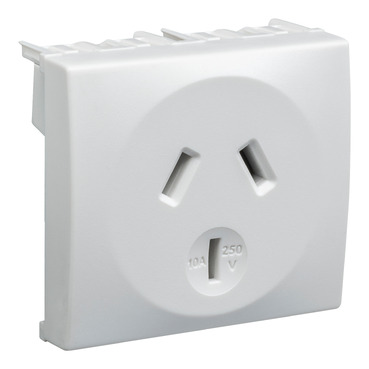 Integral Single Switch Socket Outlet, 250VAC, 10A, Horizontal
