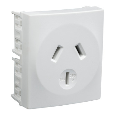 Integral Single Switch Socket Outlet, 250VAC, 10A, Vertical