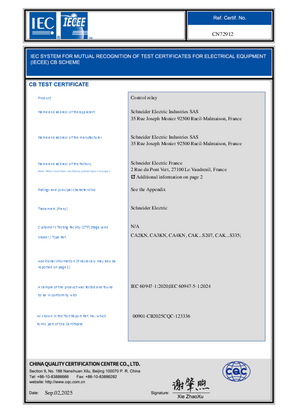 CB Certificate TeSys K_CA2KN,CA3KN,CA4KN