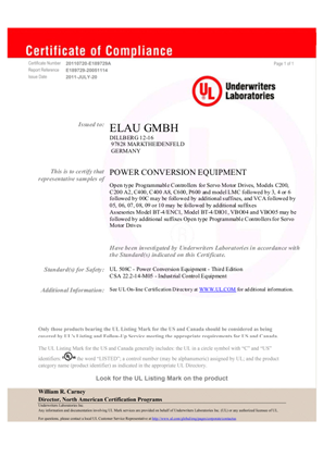 UL Certificate for LMCx00C