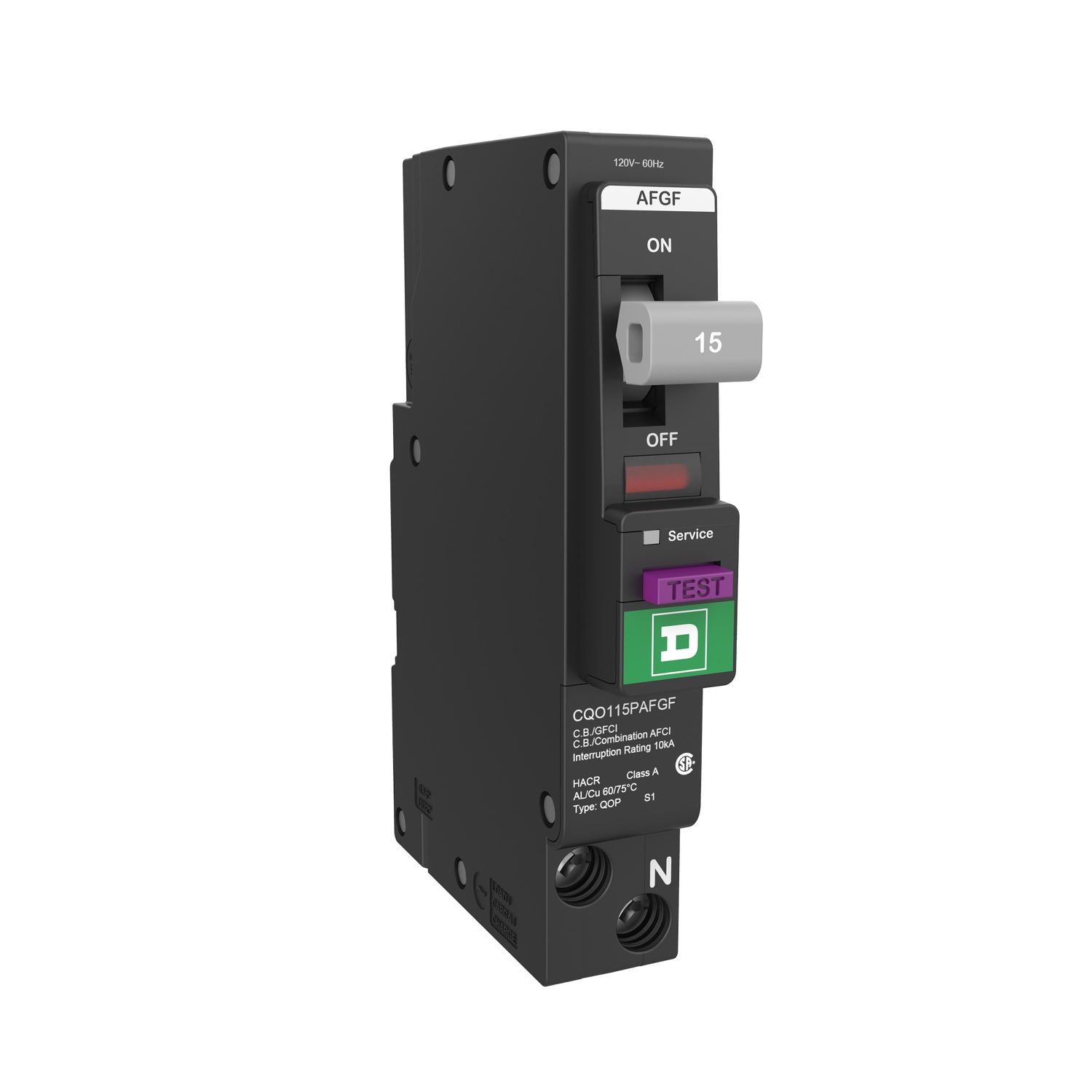 CQO115PAFGF - Mini circuit breaker, QO Canadian, 15A, 1 pole