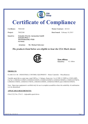CSA Certificate LXM28