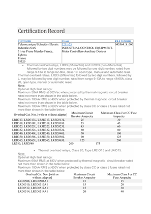 TeSys LR2 K, Certificate, CSA