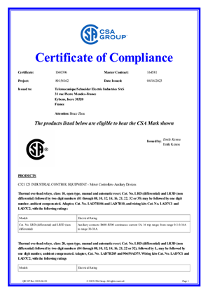 CSA Certificate_ TeSys D_LRD01-35&LR3D01-35&LRD04-32L&LR3D04-32L