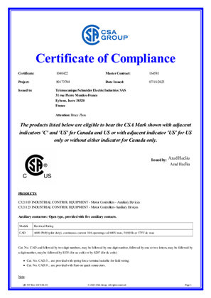 CSA Certificate_ TeSys D_CAD32_CAD50
