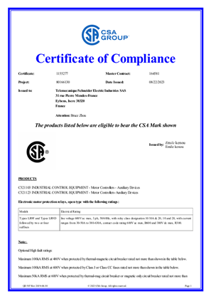 CSA Certificate_ TeSys D_LR9F5&LR9D