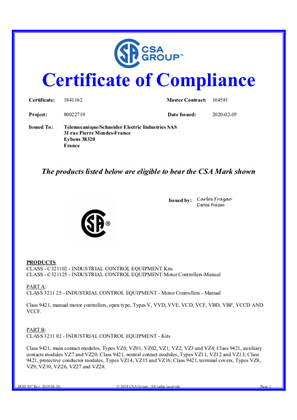 CSA Certificate_ TeSys Vario