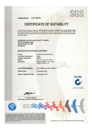 Certificate of suitability