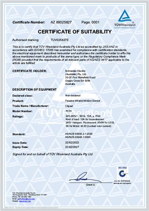 RCM Certificate of Suitability