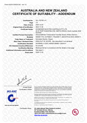 Schneider, CLP595011_PDL595011, Occupancy Sensor, Certificate, RCM, ULNZ LTD