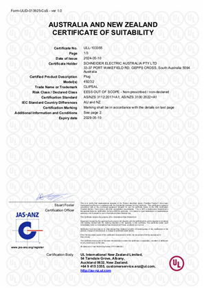 Clipsal, 492/32 series rewireable plugs, Certificate, RCM, ULNZ LTD