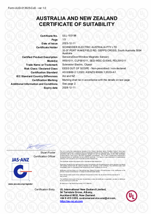 Schneider, 591011 door_window magnetic sensors, Certificate, RCM, ULNZ LTD