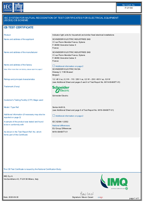 IMQ certificate