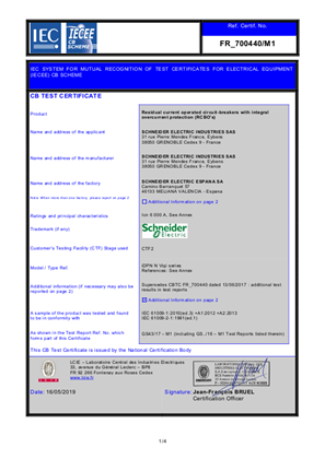 LCIE certificate