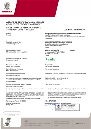 CCA Certificate for MCB iC60H FR684356B according to EN 60947-2:2006 +A1 +A2