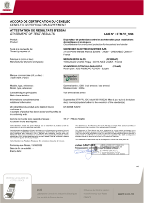 CCA Certificate for MCB iC60a FR684353A according to EN 60898-1:2003 +A1+A11+A12+A13