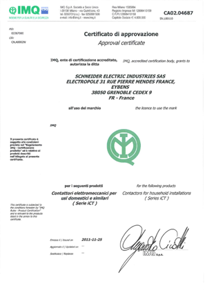 IMQ certificate