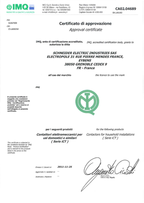 IMQ certificate