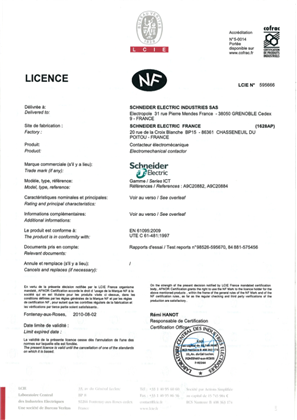 NF certificate LCIE