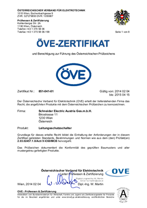 OVE certificate