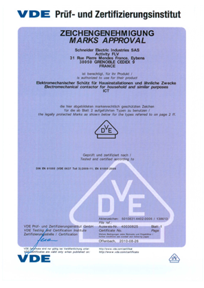 Licence VDE 40030825 iCT according to EN 61095:2009