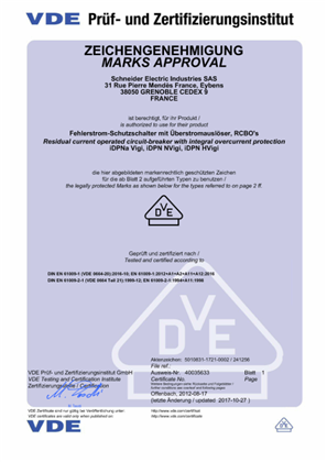 VDE certificate