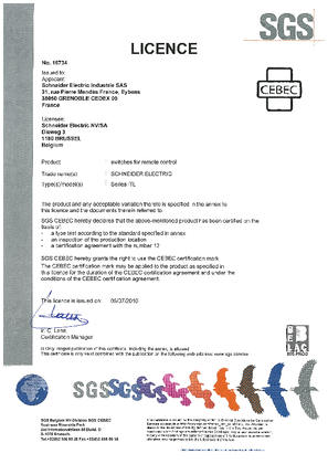 Certificate iTL CEBEC according to EN 60669-2-2 and EN 60947-5-1