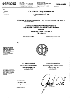 Certificate iTL IMQ according to EN 60669-2-2