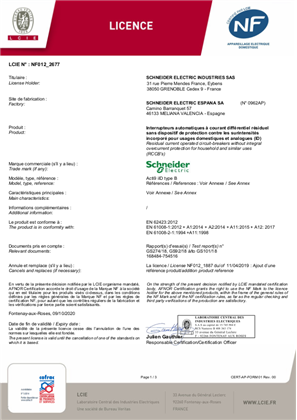 NF certificate LCIE
