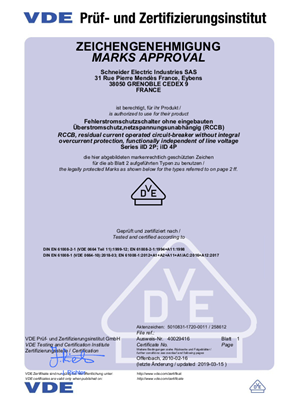 VDE certificate