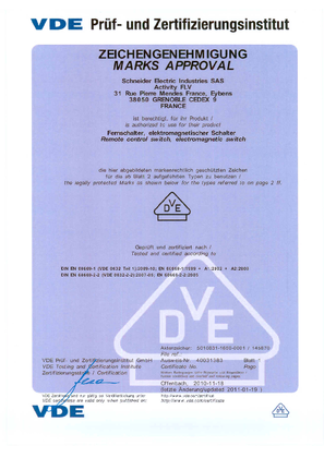 Certificate iTL VDE according to EN 60669-2-2