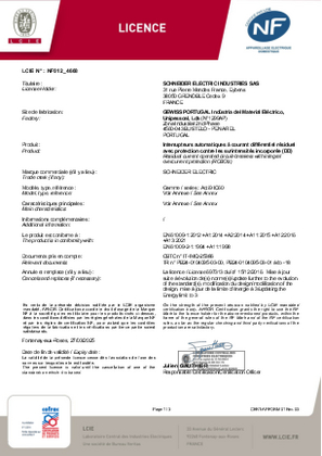 NF certificate LCIE