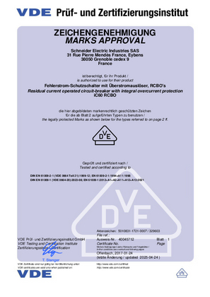 VDE certificate