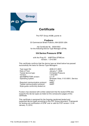 Certificate Nr. 2009-0002